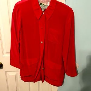 100% SILK ladies button front top.